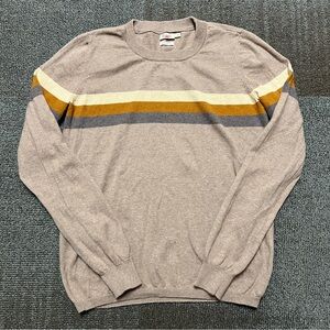 Faherty Horizon Surf Fireside Brown Striped Cotton & Cashmere Sweater Womens S